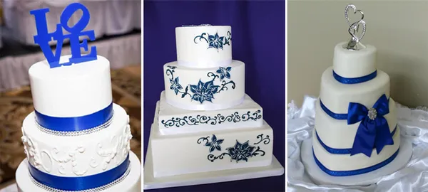 Сочетание синего и белого в оформлении торта