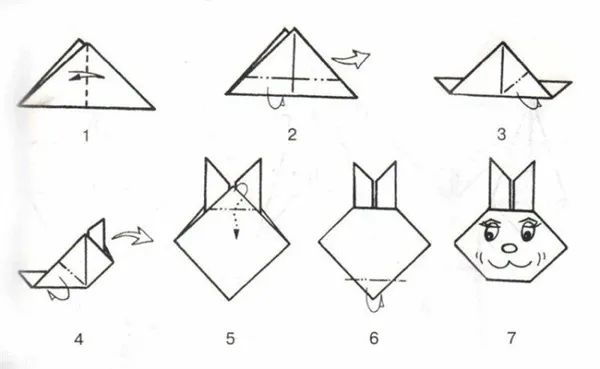 Зайчик из бумаги - схемы оригами для начинающих