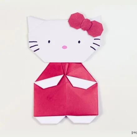 origami hello kitty tutorial paper kawaii 01