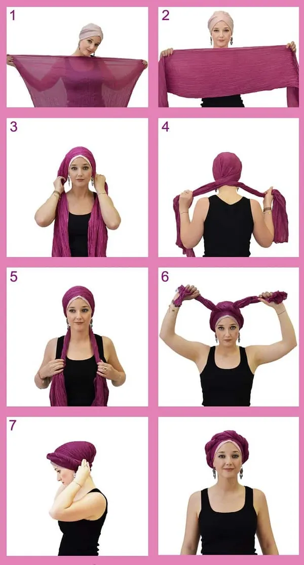 9 простых способов завязывания тюрбана на голове. Как завязать чалму. 8