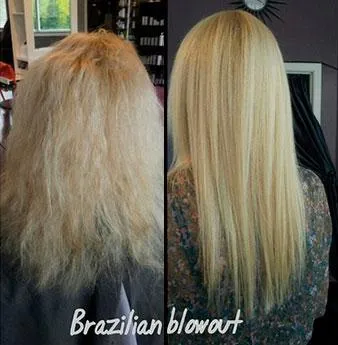 выпрямление волос Brazilian Blowout — до и после