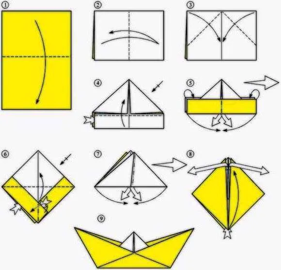 Кораблики из бумаги по схеме оригами. Как сделать кораблик из бумаги. 6