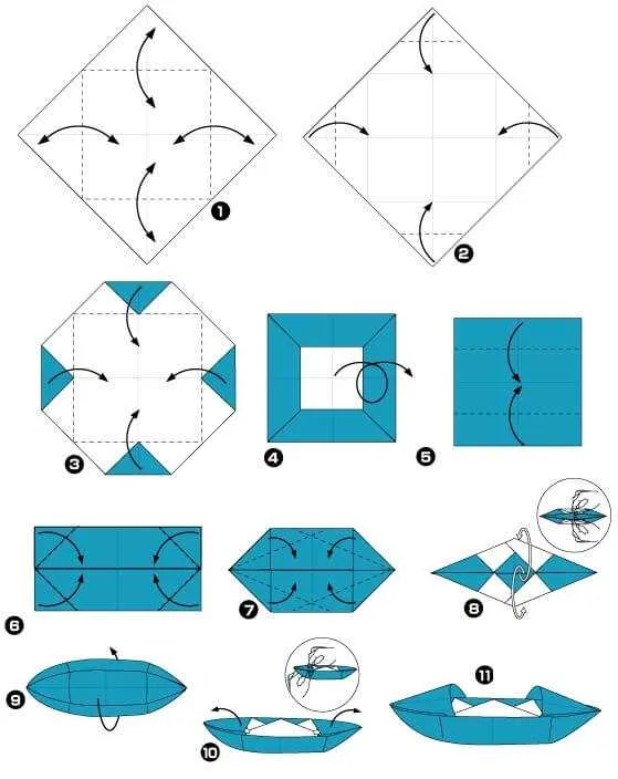 Кораблики из бумаги по схеме оригами. Как сделать кораблик из бумаги. 5
