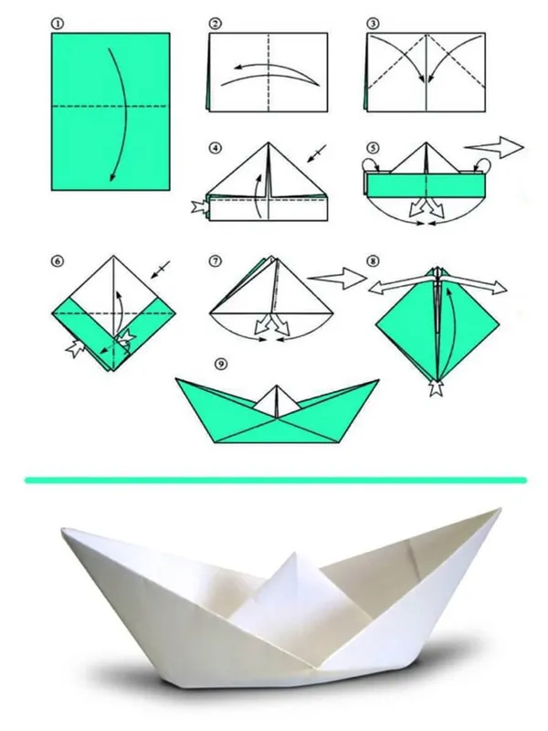 Кораблики из бумаги по схеме оригами. Как сделать кораблик из бумаги. 4