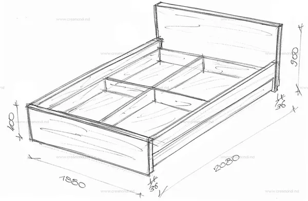 Материалы, инструменты и чертежи для двуспальной кровати
