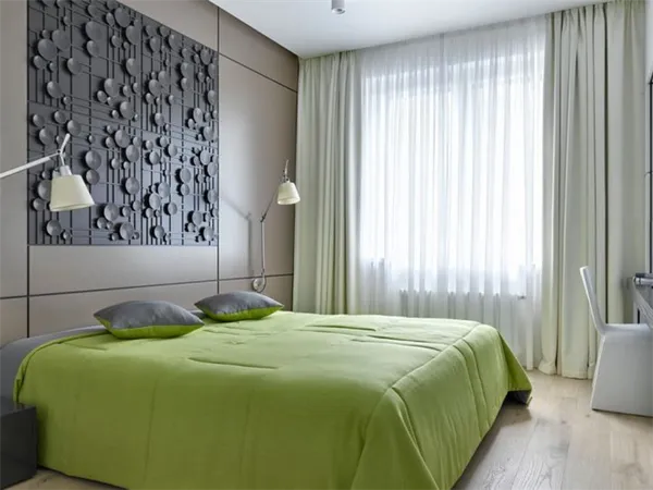Серо-зеленая спальня