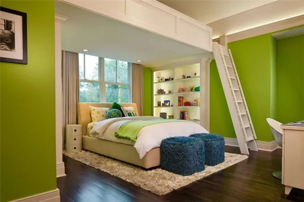 Зеленая спальня: оттенки, сочетания, советы, выбор отделки, правила комбинирования изумрудных и салатовых цветов, 150 фото. Спальня в зеленых тонах. 6