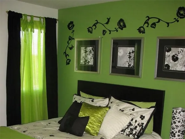 Черно-зеленая спальня