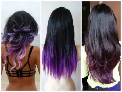 Фиолетовые пряди на темных длинных, коротких, средних волосах. Как сделать окрашивание, фото. Фиолетовые пряди на темных волосах. 2