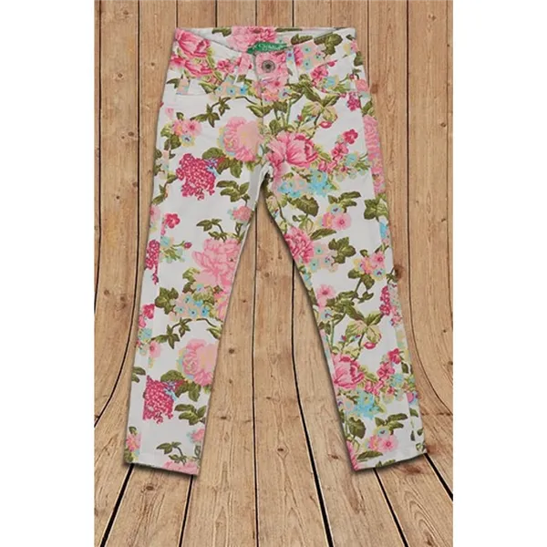 Летние брюки для девочки с цветочным принтом