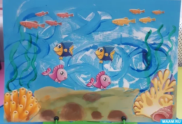 Мастер-класс по аппликации с элементами рисования для детей 5–7 лет «Морское царство»