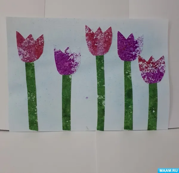 Мастер-класс по аппликации и рисованию с использованием поролоновой губки для детей 5–7 лет «Цветы»