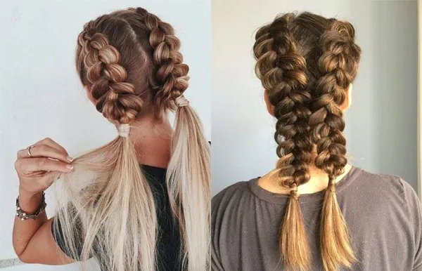 Как заплести две французские косы: стильные варианты причёски с фото. Две французские косы. 5