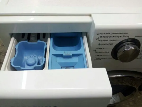 Отсек для ополаскивателя в стиральной машинке Samsung Eco Bubble.