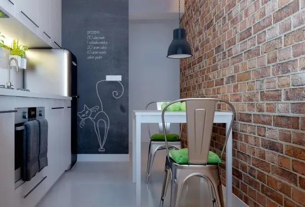 Дизайн маленькой кухни с холодильником. Кухня с холодильником. 5