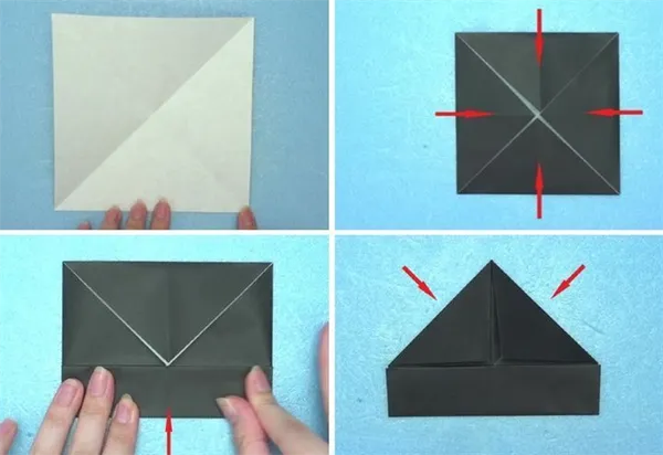 Этапы сборки оригами-мышки