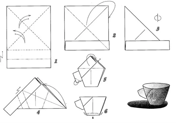 Как сделать кружку из бумаги. Как сделать чашку из бумаги. 4