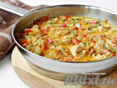 Куриная грудка, тушеная с овощами 9