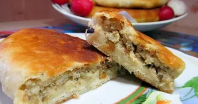 Пирожки на кефире и дрожжах с мясной начинкой