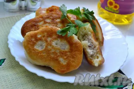 Ленивые беляши на кефире с мясным фаршем