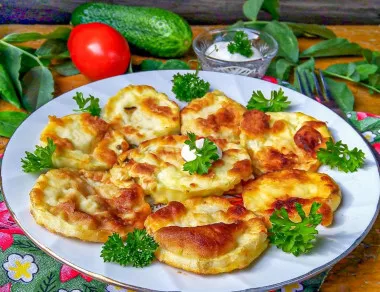 Кабачки жареные с чесноком и яйцом